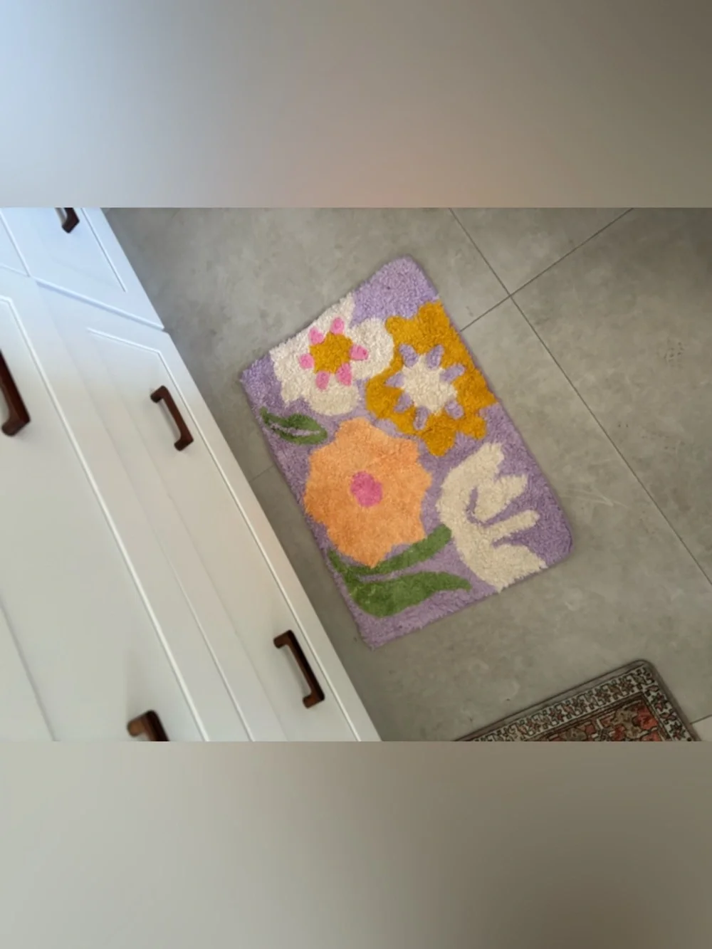 Plush Floral Bath Rug - Lavender, Peach & Mustard